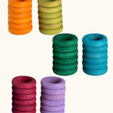 Grapat handcrafted wooden Loose Parts Earth Tone Rings 6 Colours Supplementary Set in a pack of 36