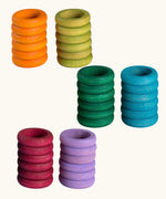Grapat handcrafted wooden Loose Parts Earth Tone Rings 6 Colours Supplementary Set in a pack of 36