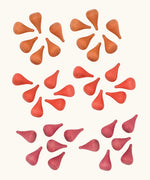 Grapat fire mandala wooden loose pieces includes 36 droplet shaped pieces in red, orange and purple