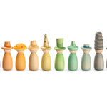 Grapat plastic-free wooden Fancy Nins toy set lined up on a white background