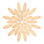 Grapat handmade wooden petal platforms laid out in a flower shape on a white background