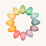 Grapat Happy Eggs wooden Toy Set. A set of 12 wooden speckled eggs. 