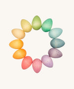 Grapat Happy Eggs wooden Toy Set. A set of 12 wooden speckled eggs. 