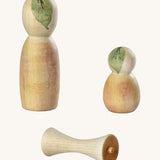 Grapat lucky lucky 4th edition 3 apple inspired wooden peg dolls and pieces with delicate hand paint designs
