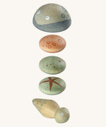 Grapat lucky lucky 4th edition showing 5 sealife inspired wooden peg dolls and pieces with delicate hand paint designs