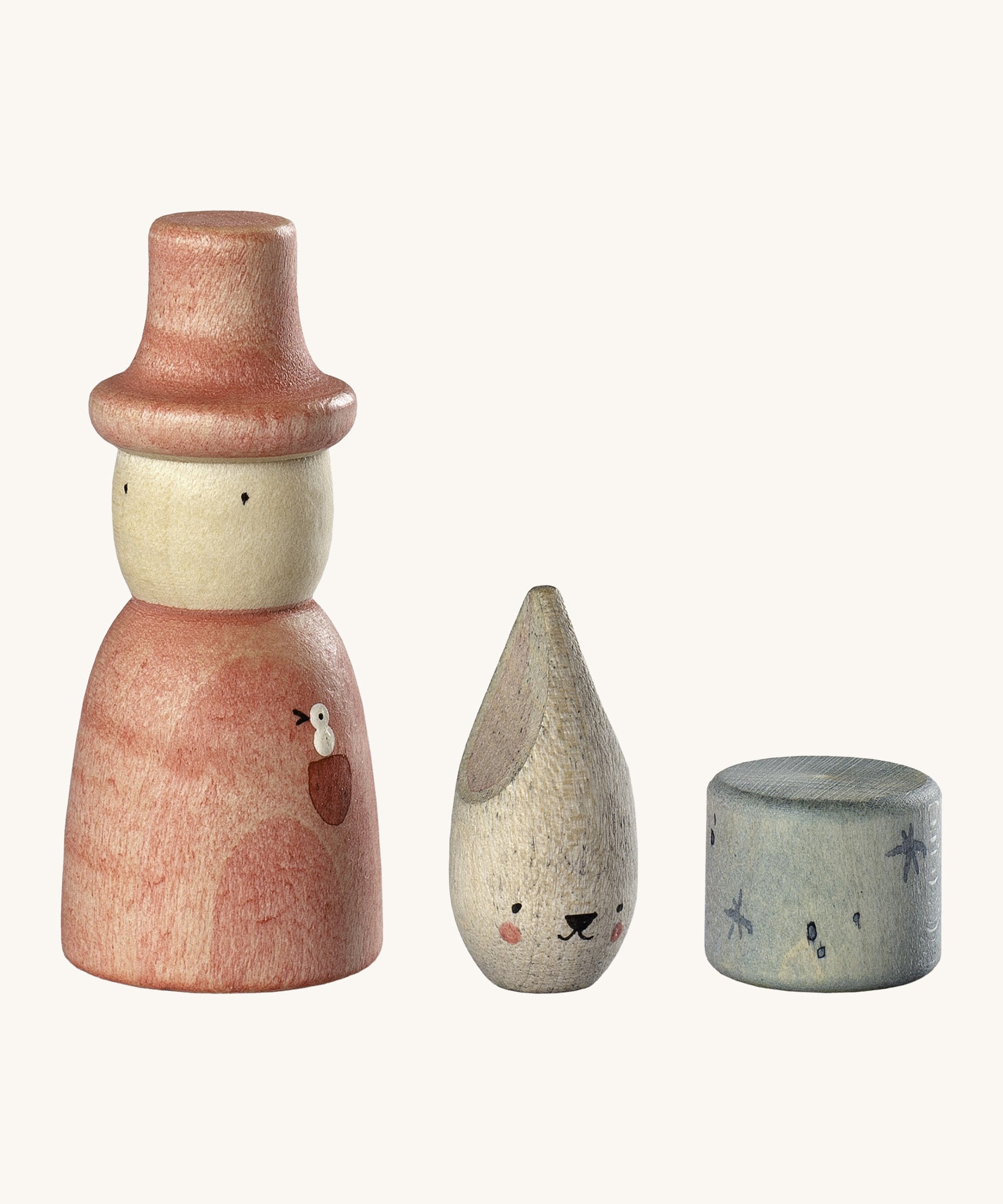 Grapat lucky lucky 4th edition including 3 difference sized magic inspired wooden peg dolls  with a delicate hand paint designs