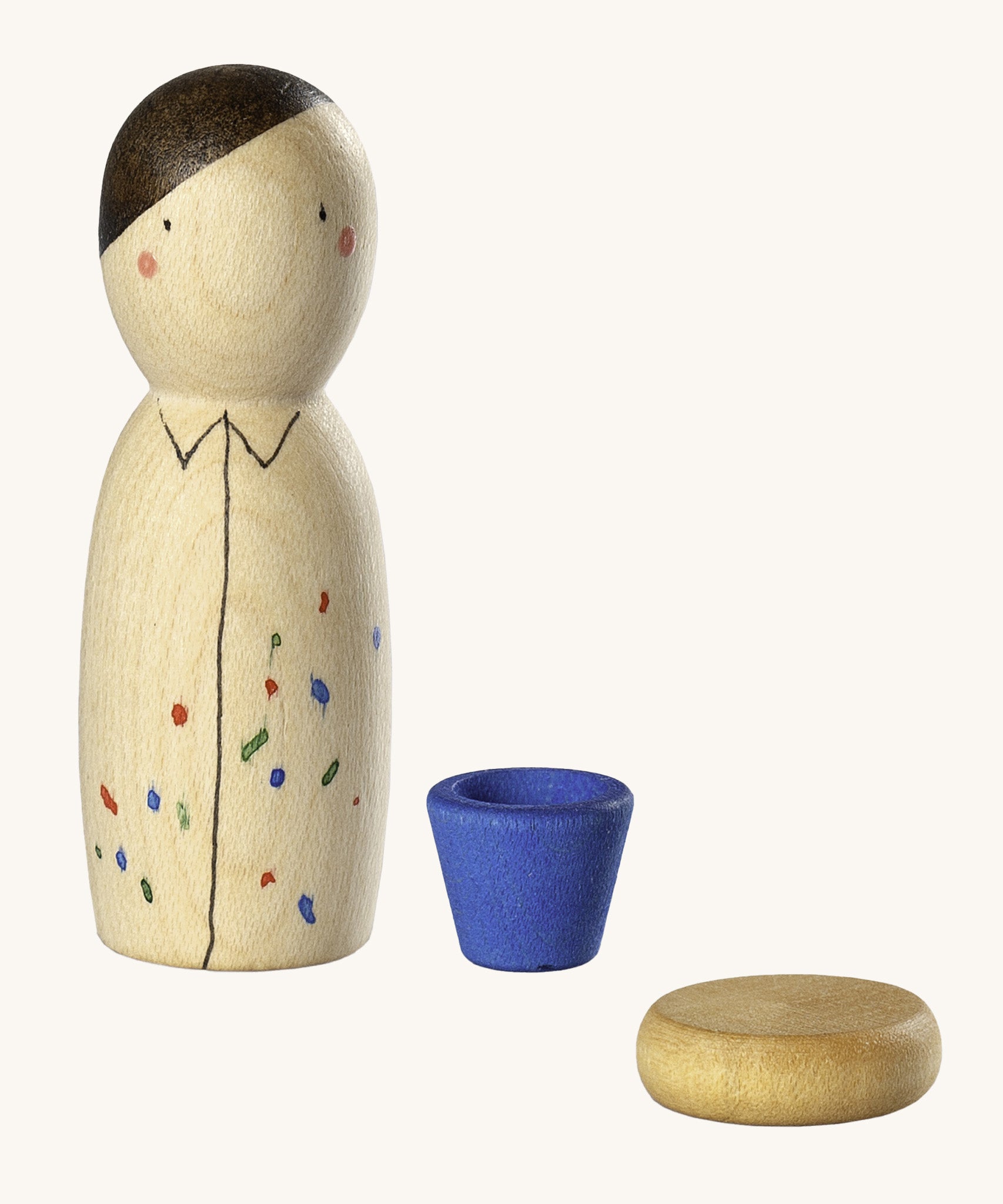 Grapat lucky lucky 4th edition including a   painter inspired peg doll with blue bucket and a coin shaped piece