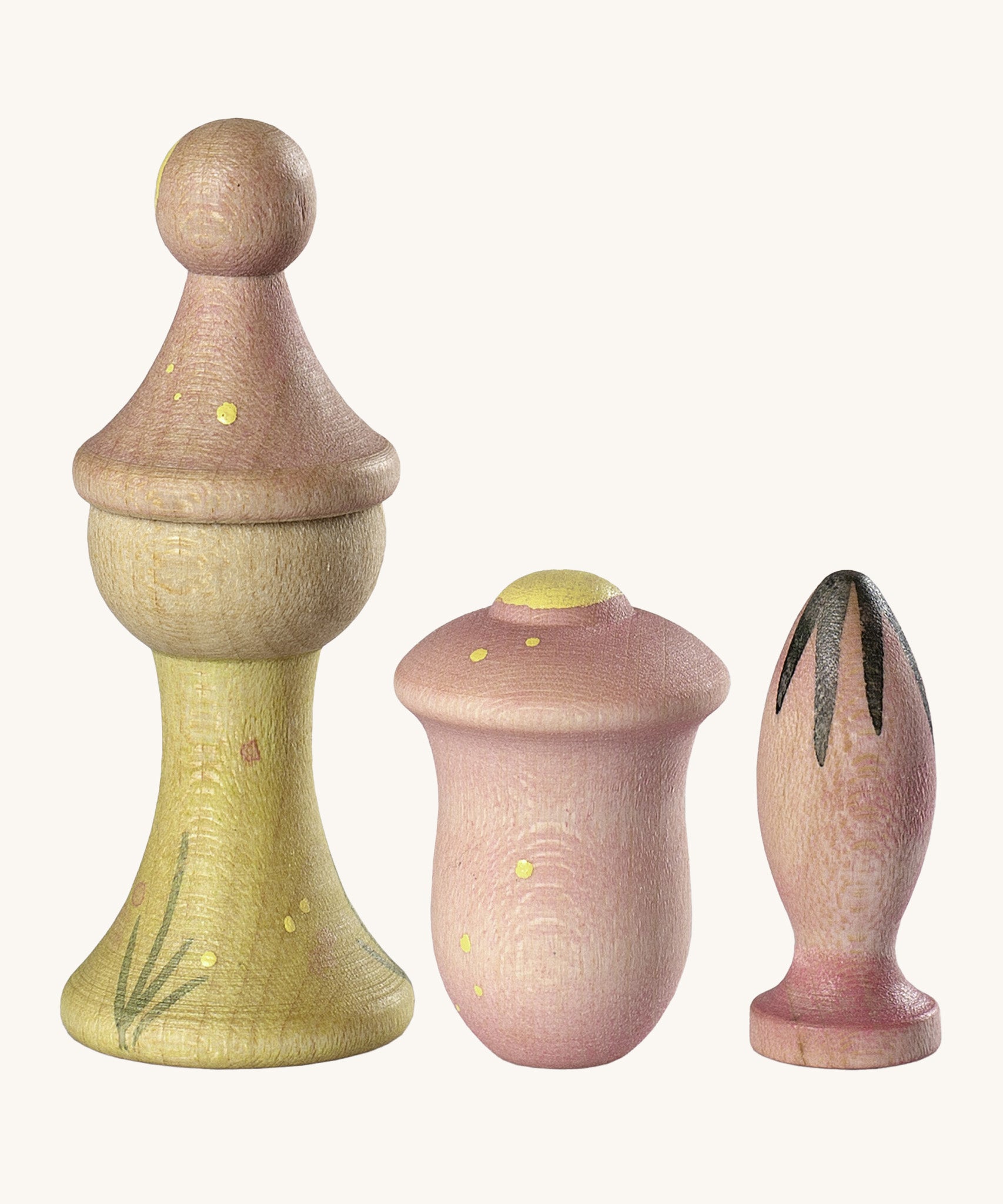 Grapat lucky lucky 4th edition including 3 spring inspired wooden peg doll and pieces with delicate hand painted designs