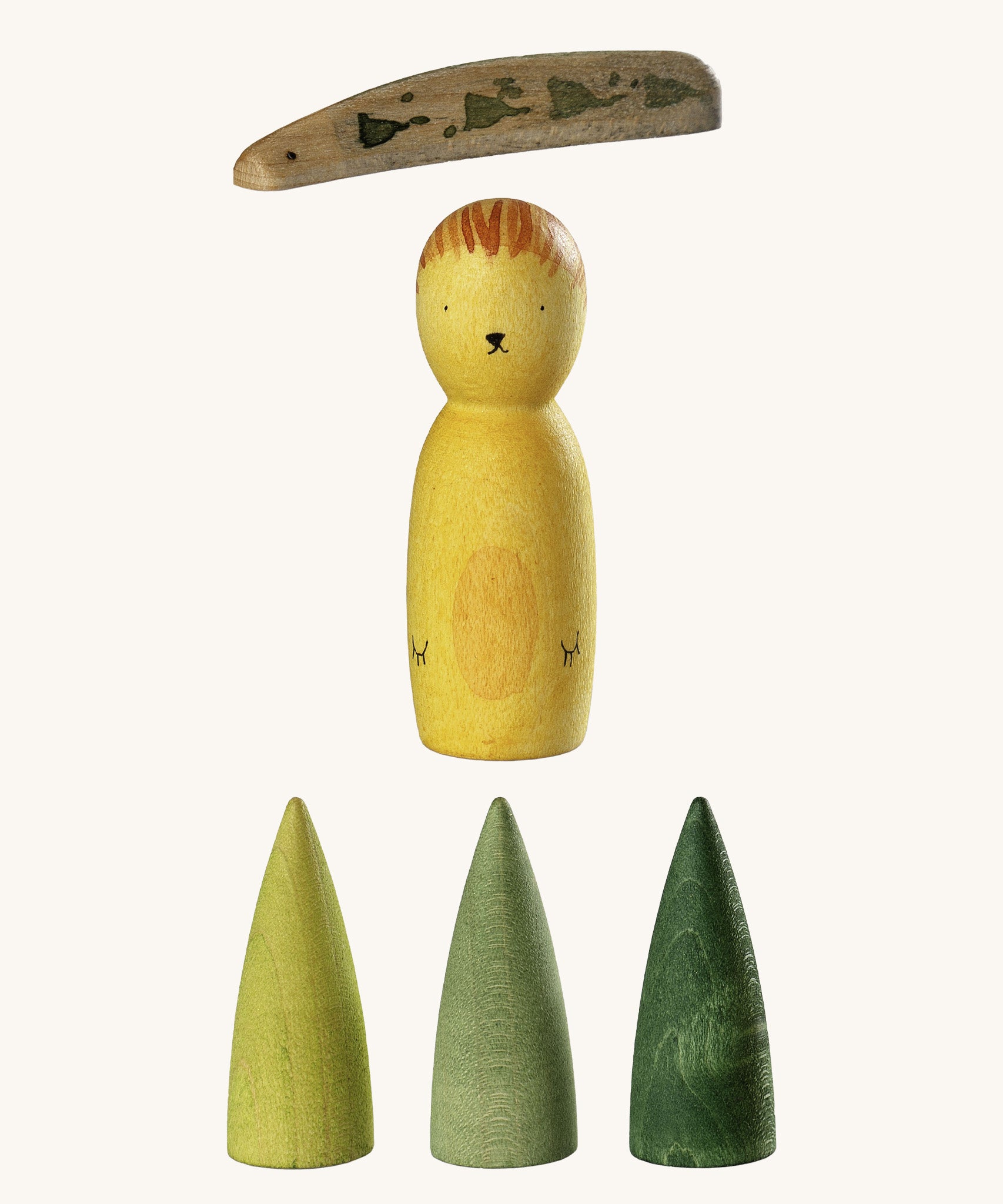 Grapat lucky lucky 4th edition including a safari lion inspired wooden peg dolls and different shapes pieces with delicate hand painted designs