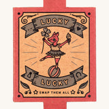 Grapat lucky lucky box 4th edition showing a traditional style print of a ballerina pig balancing on a ball. 