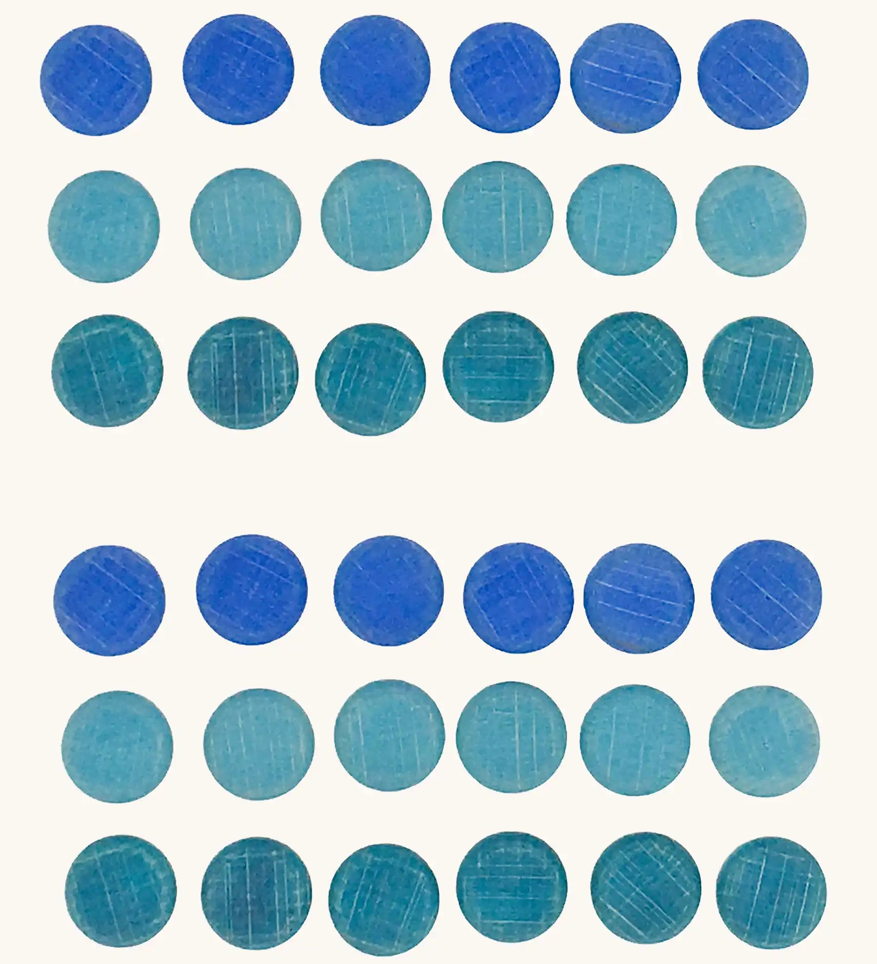 Grapat 36 Mandala Mini Coins in three tones of blue. 