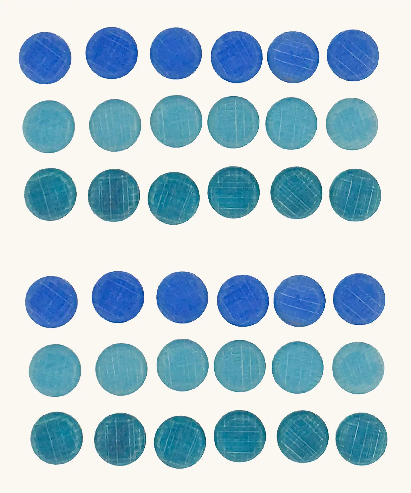 Grapat 36 Mandala Mini Coins in three tones of blue. 