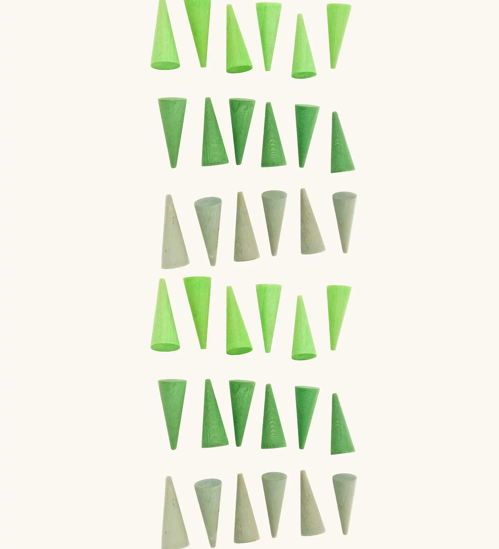 Grapat mandala green cone loose parts wooden toys. Three shades of green. 