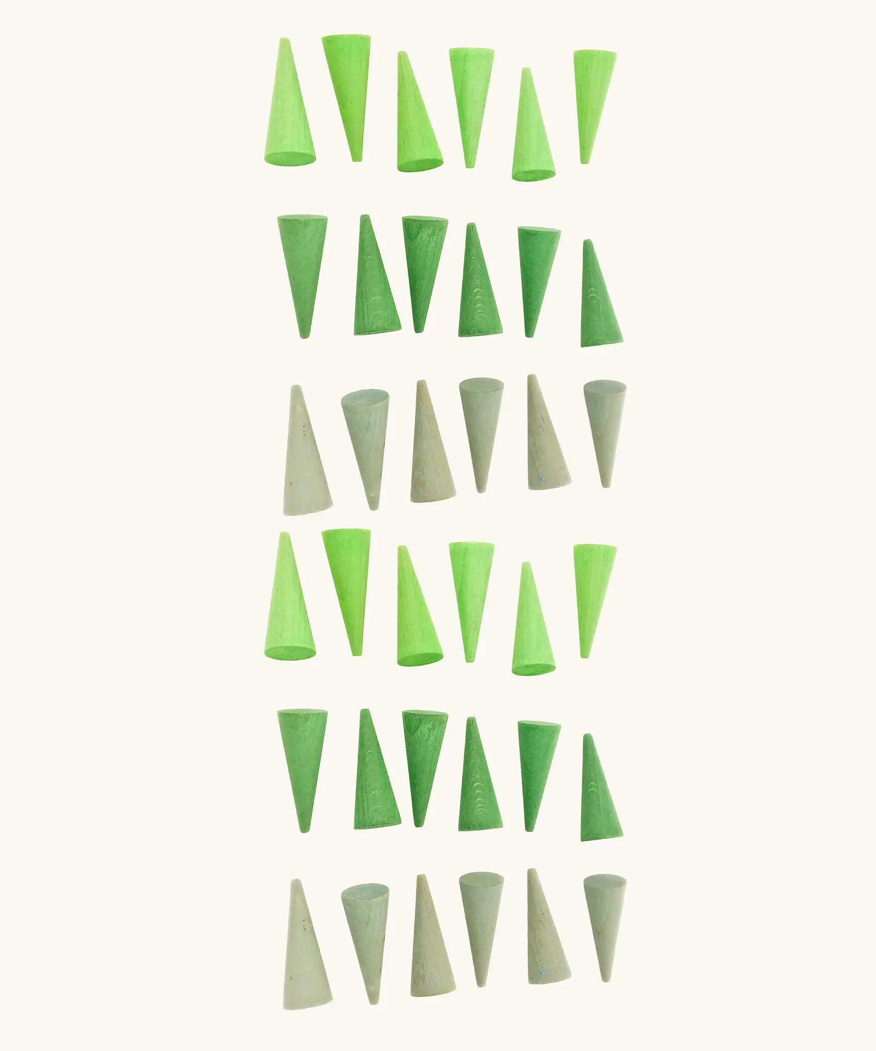 Grapat mandala green cone loose parts wooden toys. Three shades of green. 