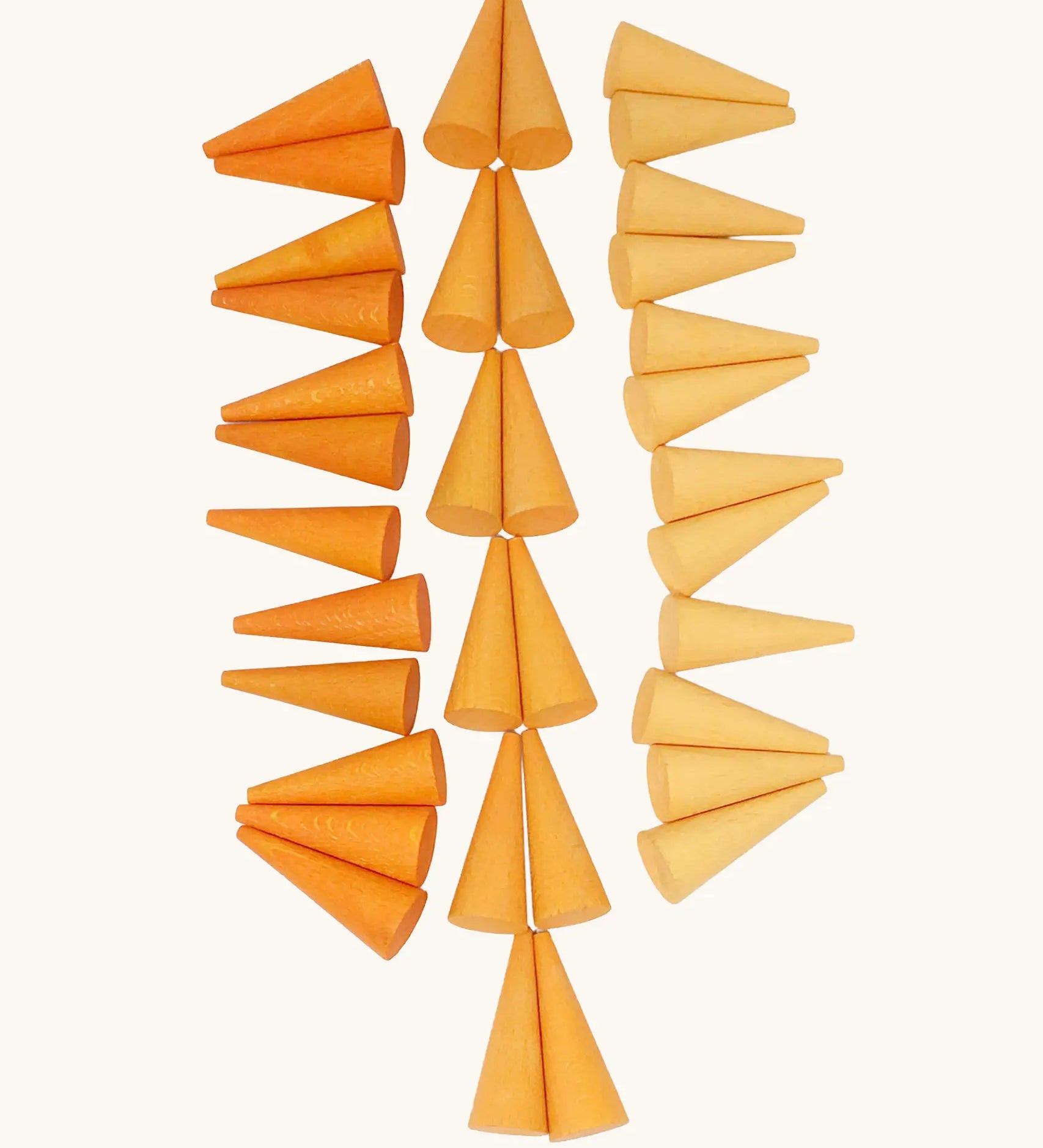 Grapat 36x Mandala Orange Cone wooden pieces.