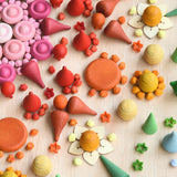 Close up of a rainbow coloured mandala created using Grapat mandala pieces.