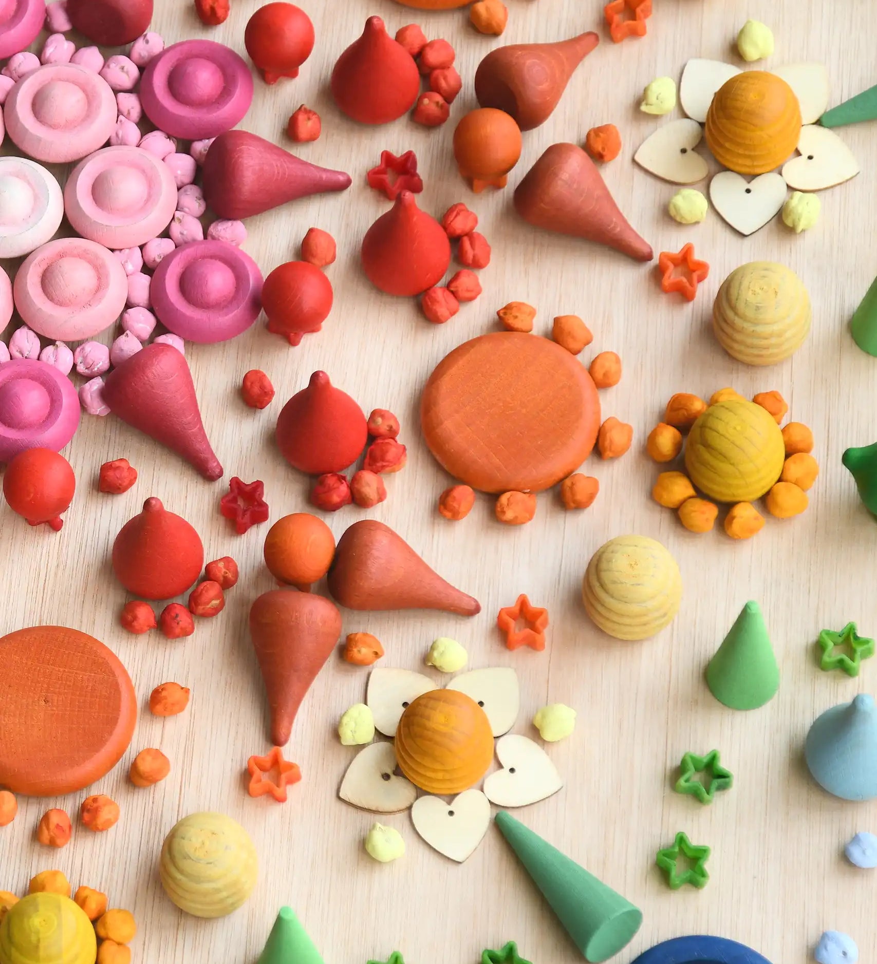 Close up of a rainbow coloured mandala created using Grapat mandala pieces.