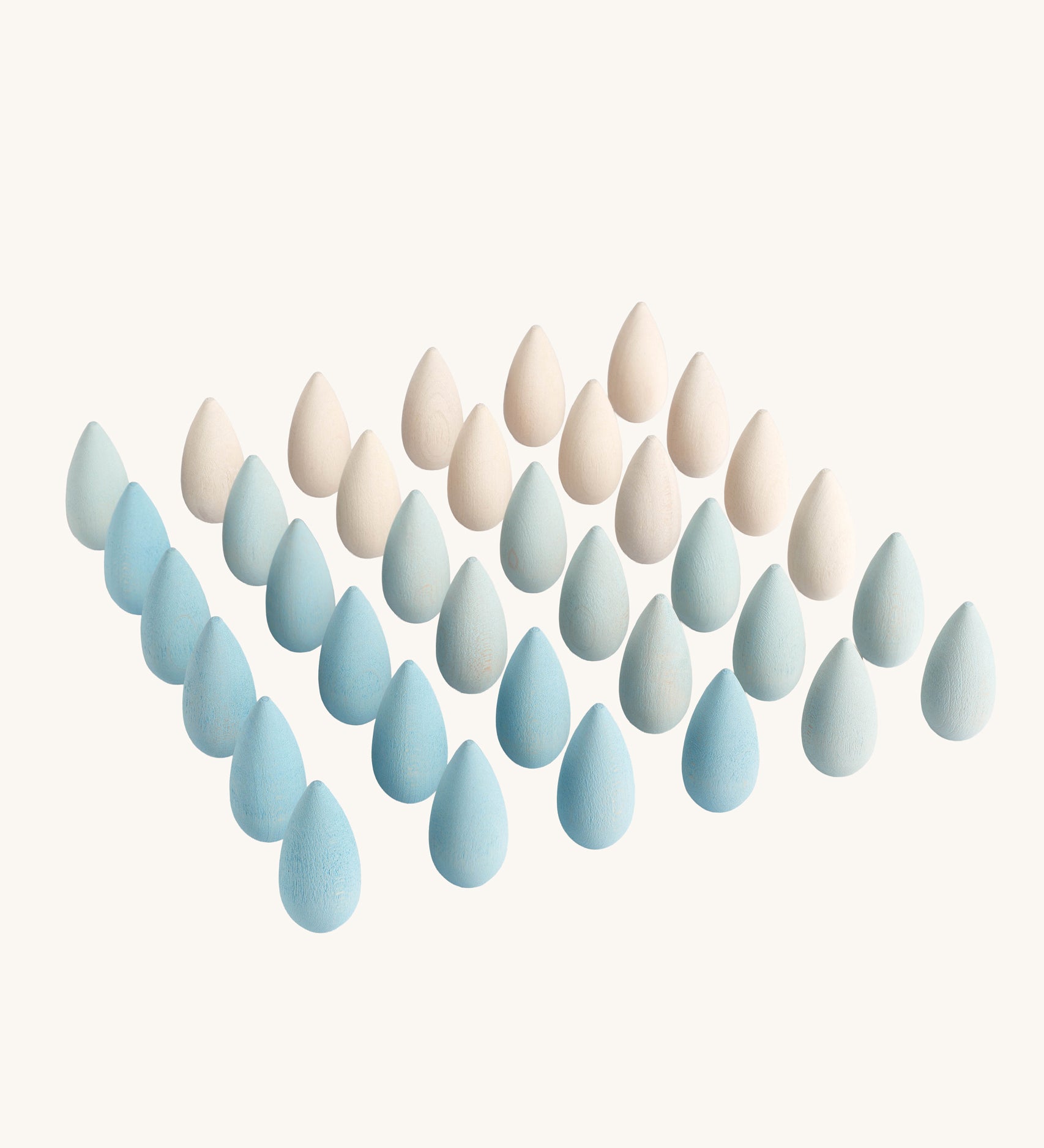 Grapat 36x Mandala Snowflakes. 36 snowflake shaped wooden loose parts in 2 shades of blue and white, 12 of each colour. Grapat have a wide range of wooden toys and loose parts available at Babipur. 