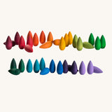 A set of 36 snowflake mandala pieces in  12 rainbow colours. 3 snowflake pieces in each of the 12 colours are included.