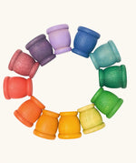 Grapat mates rainbow coloured wooden cup toys in 12 colours. 