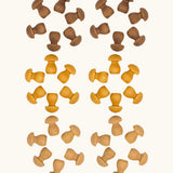Grapat mini wooden mushroom shaped mandala loose pieces. Includes 36 individual pieces in dark and light shades of brown