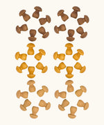 Grapat mini wooden mushroom shaped mandala loose pieces. Includes 36 individual pieces in dark and light shades of brown