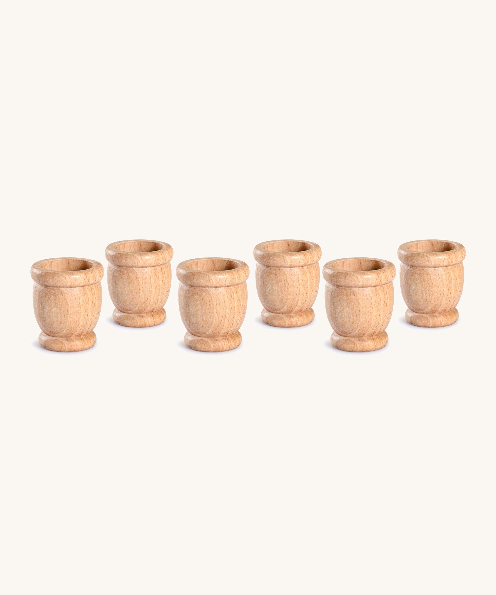 A set of six natural mates loose parts. Grapat have a wide range of wooden toys and loose parts available at Babipur.
