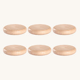 Grapat set of 6 Natural Coins wooden loose parts. These wooden toys are part of a wide range of open ended toys available at Babipur.  