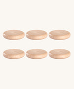 Grapat set of 6 Natural Coins wooden loose parts. These wooden toys are part of a wide range of open ended toys available at Babipur.  