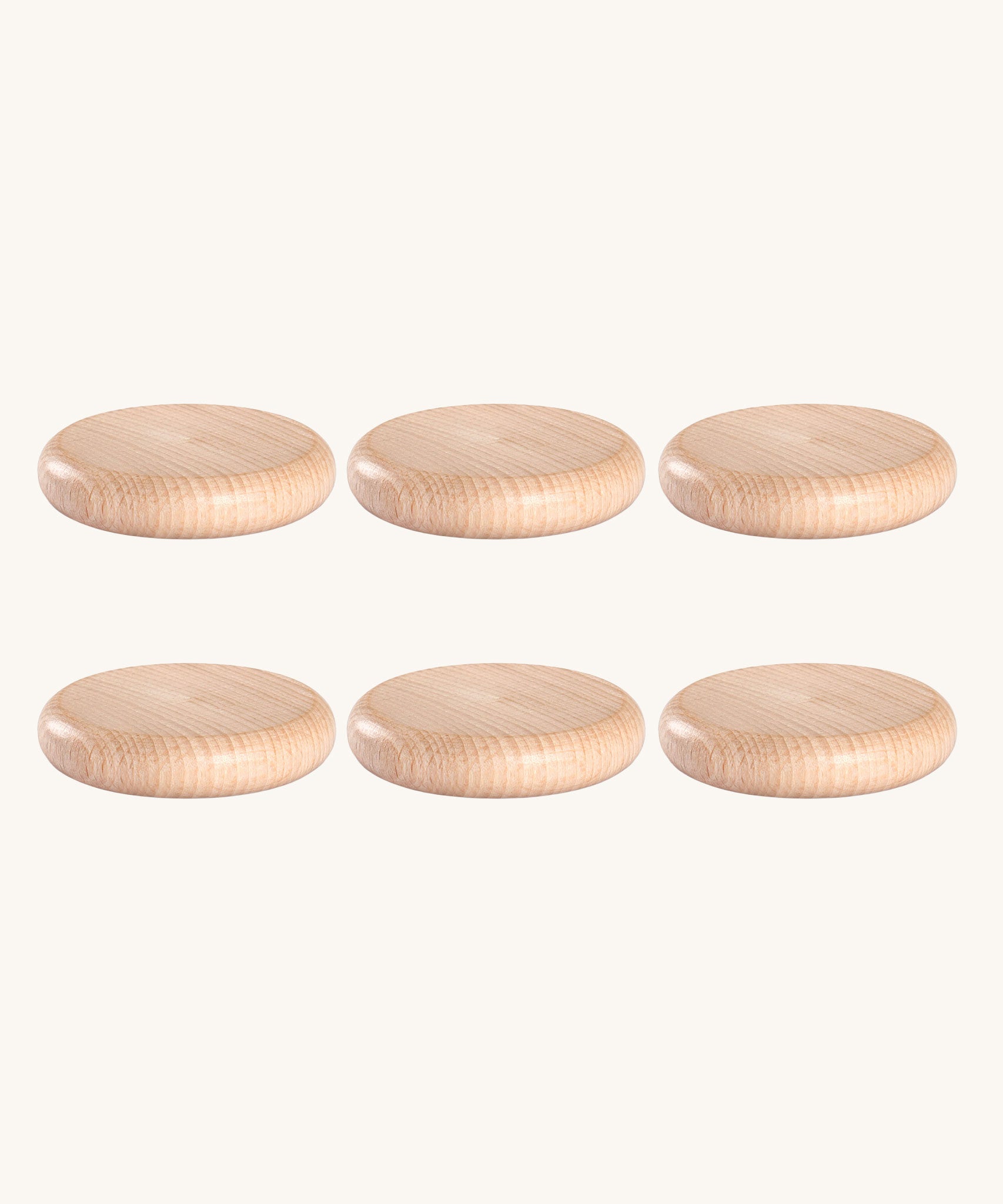 Grapat set of 6 Natural Coins wooden loose parts. These wooden toys are part of a wide range of open ended toys available at Babipur.  