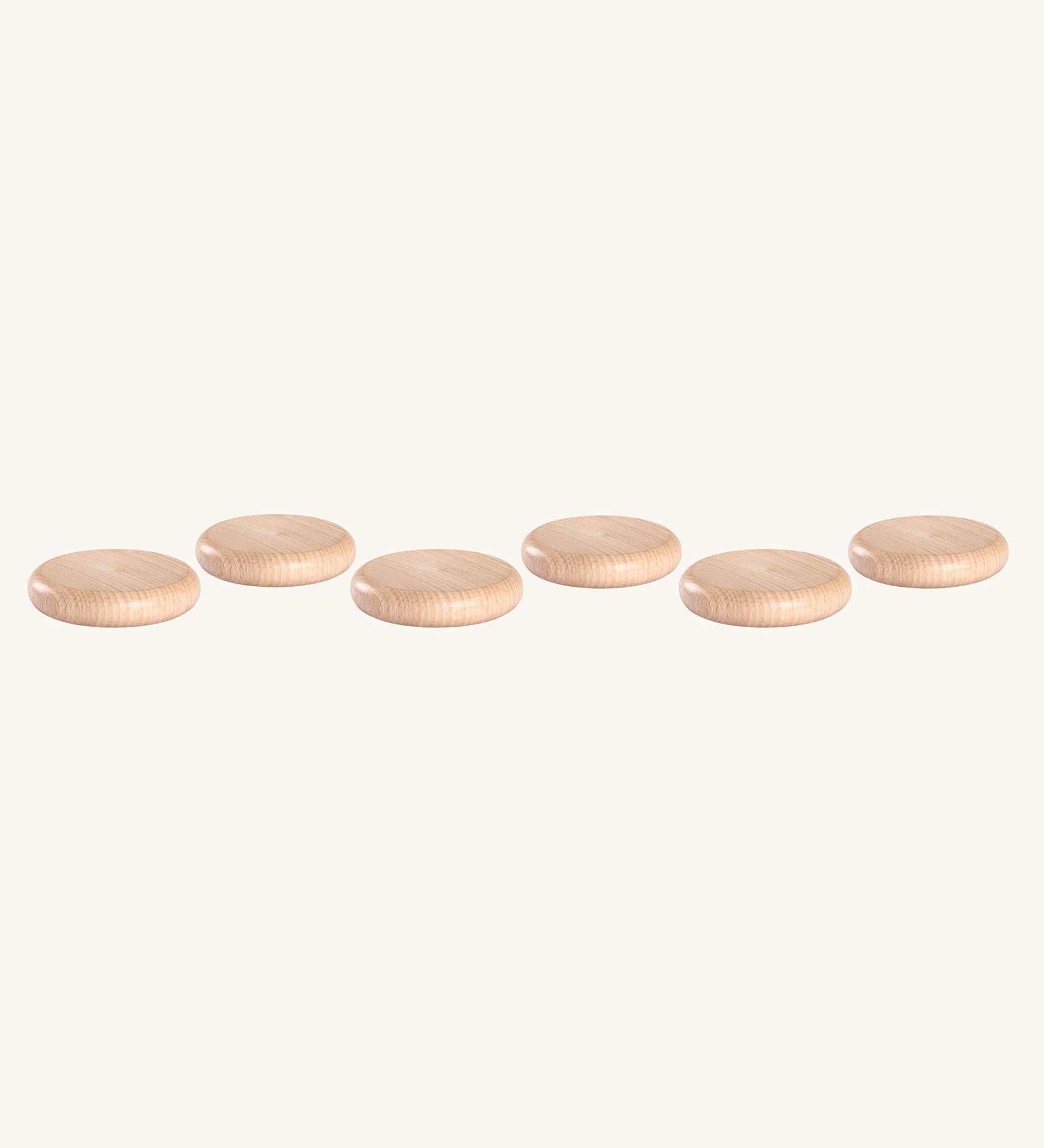 Grapat set of 6 Natural Coins wooden loose parts. These wooden toys are part of a wide range of open ended toys available at Babipur.  