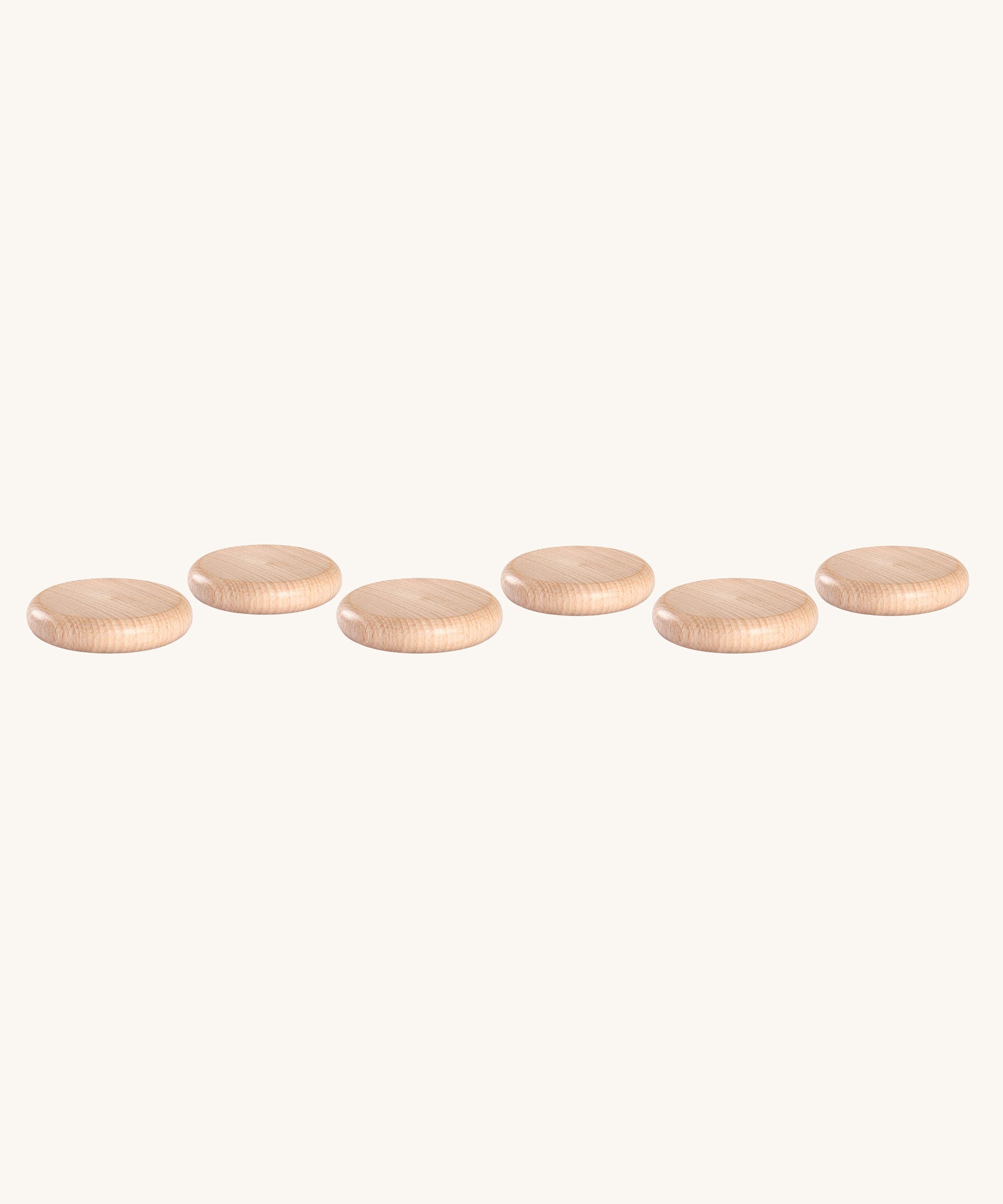 Grapat set of 6 Natural Coins wooden loose parts. These wooden toys are part of a wide range of open ended toys available at Babipur.  