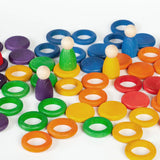 Grapat Nins, rings and coins wooden toy set for loose parts play.