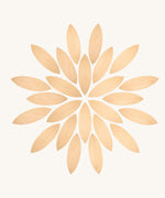 Grapat petals wooden platform.  set of 24 wooden petals. These platform bases are perfect for use with Grapat mandala pieces. These wooden petals are part of a huge range of open ended wooden toys from Grapat available here at Babipur.