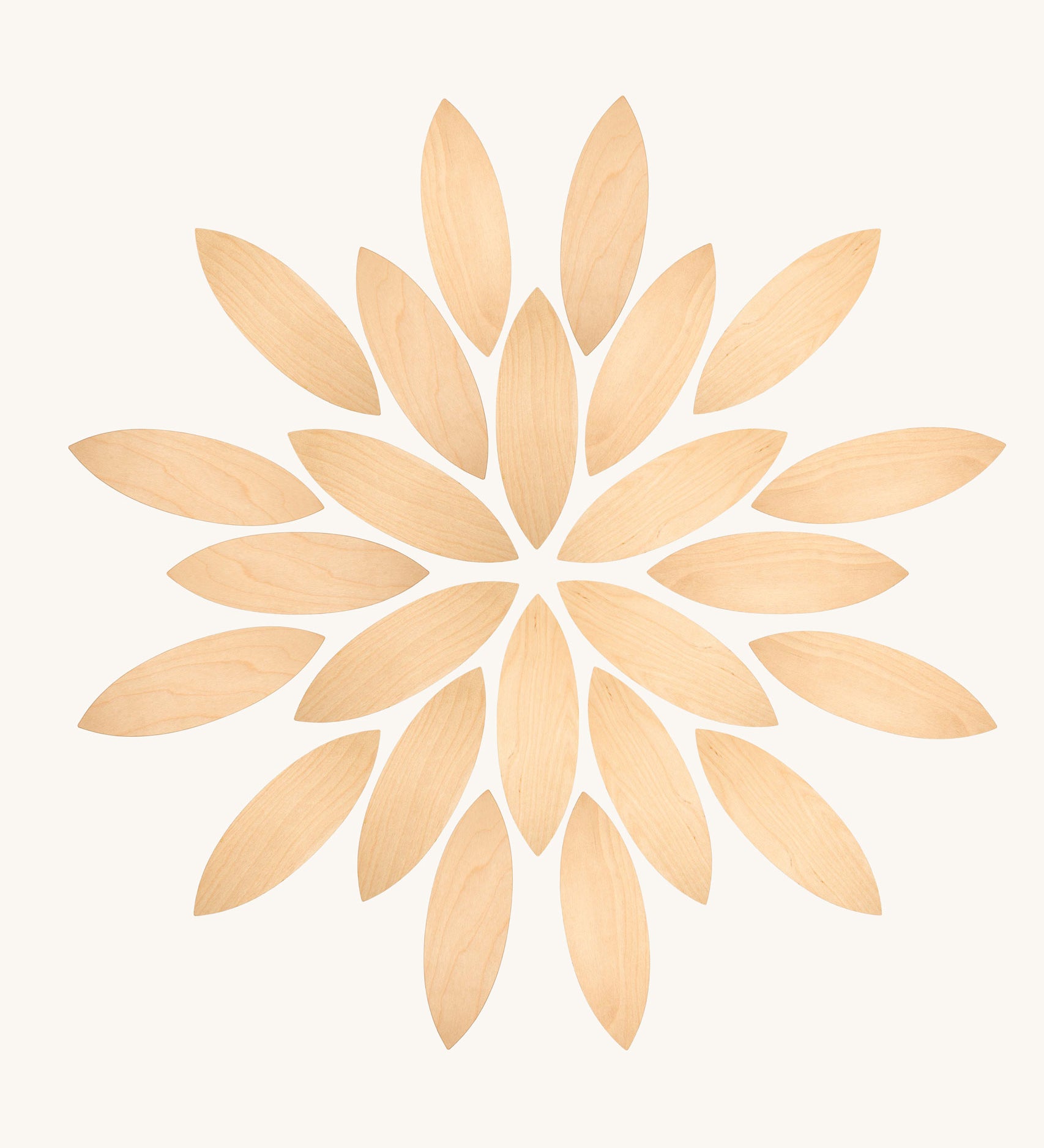 Grapat petals wooden platform.  set of 24 wooden petals. These platform bases are perfect for use with Grapat mandala pieces. These wooden petals are part of a huge range of open ended wooden toys from Grapat available here at Babipur.