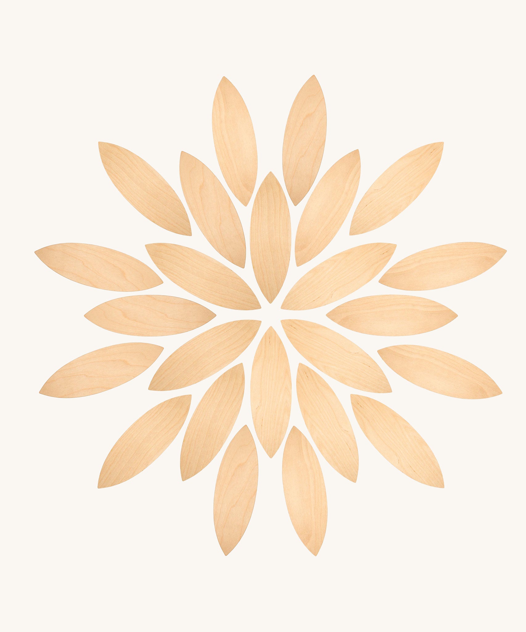 Grapat petals wooden platform.  set of 24 wooden petals. These platform bases are perfect for use with Grapat mandala pieces. These wooden petals are part of a huge range of open ended wooden toys from Grapat available here at Babipur.