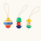 Grapat pure shine wooden Christmas ornaments hanging decorations. Three hand painted wooden decorations.
