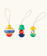 Grapat pure shine wooden Christmas ornaments hanging decorations. Three hand painted wooden decorations.