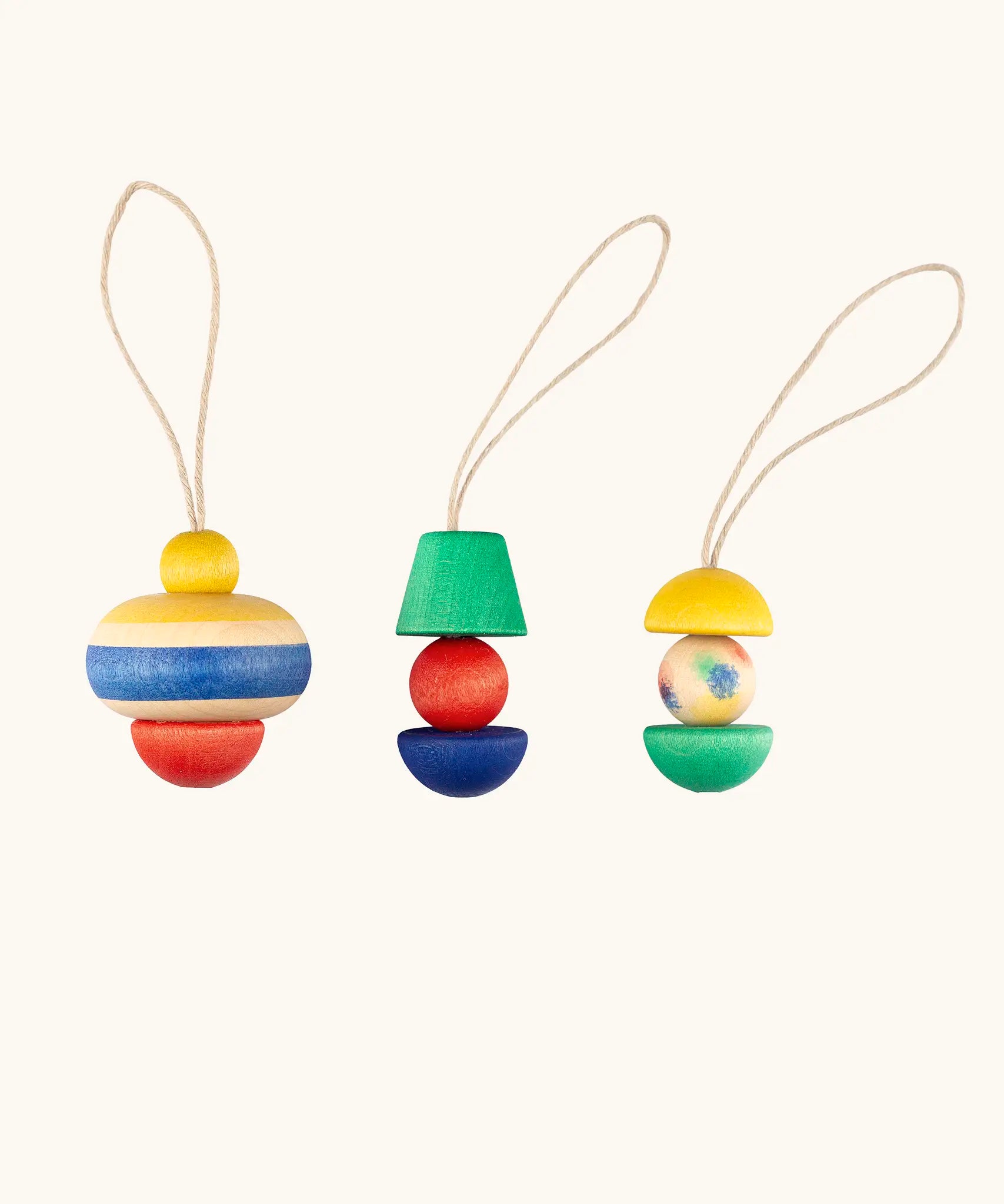 Grapat pure shine wooden Christmas ornaments hanging decorations. Three hand painted wooden decorations.