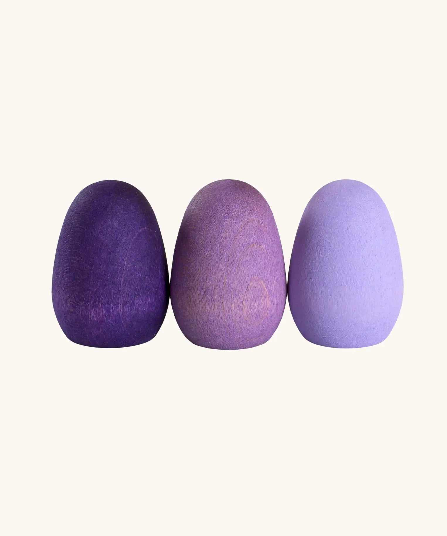Three Grapat mandala egg pieces in three shades of purple. 