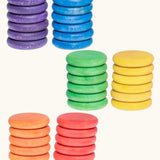 Grapat handcrafted wooden Loose coins in 6 rainbow colours Supplementary set in a pack of 36