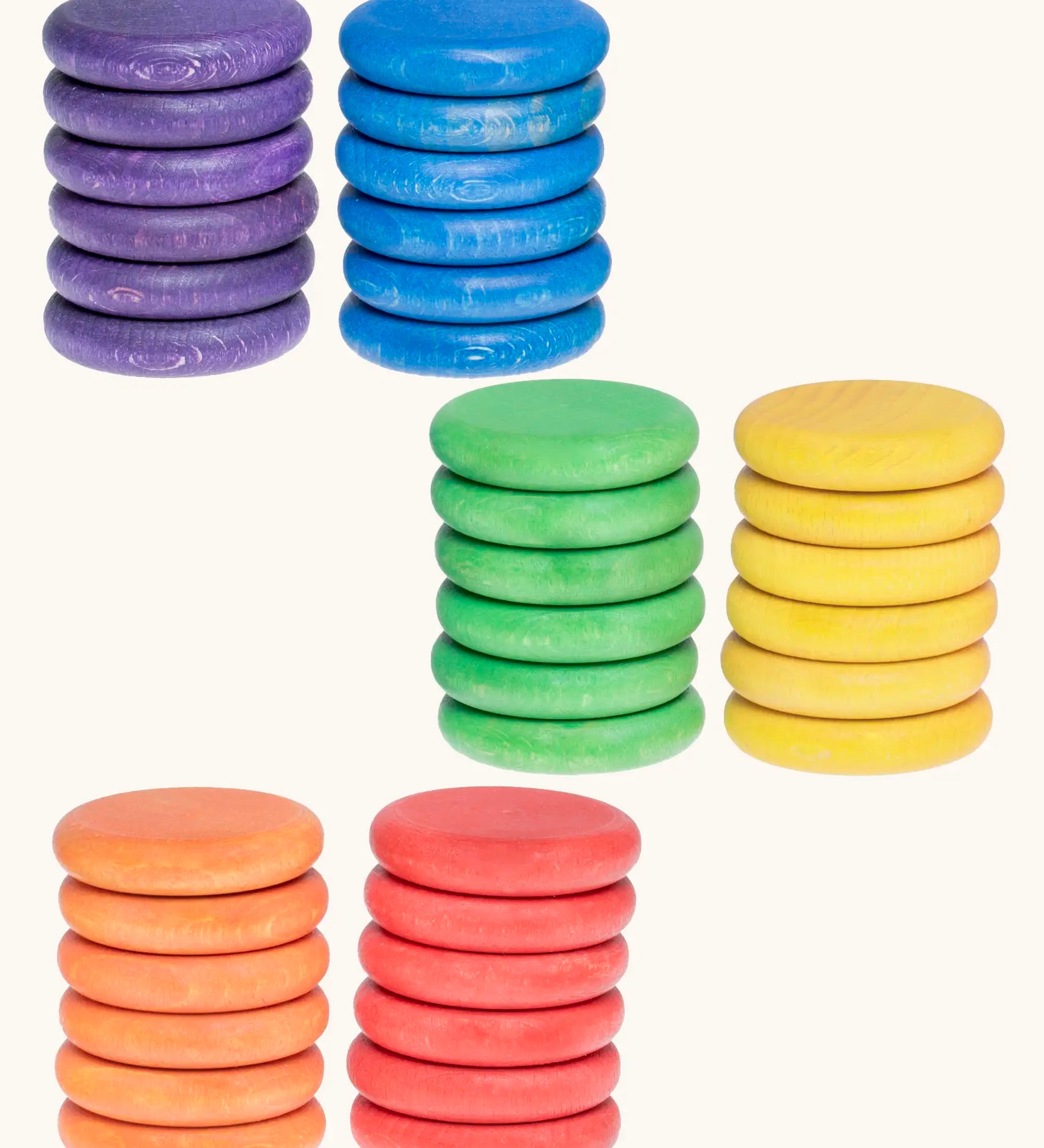 Grapat handcrafted wooden Loose coins in 6 rainbow colours Supplementary set in a pack of 36