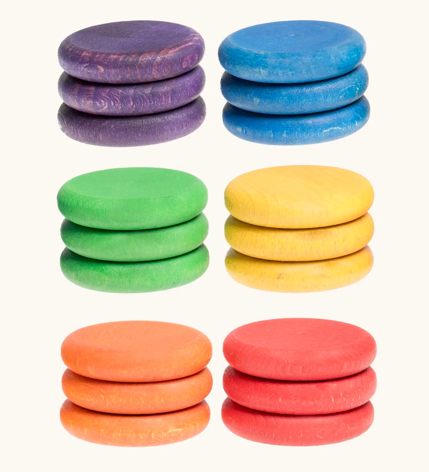 Grapat handcrafted wooden Loose coins in 6 rainbow colours Supplementary set in a pack of 18