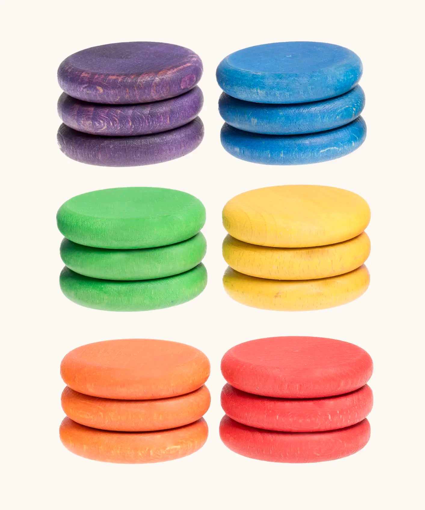 Grapat handcrafted wooden Loose coins in 6 rainbow colours Supplementary set in a pack of 18