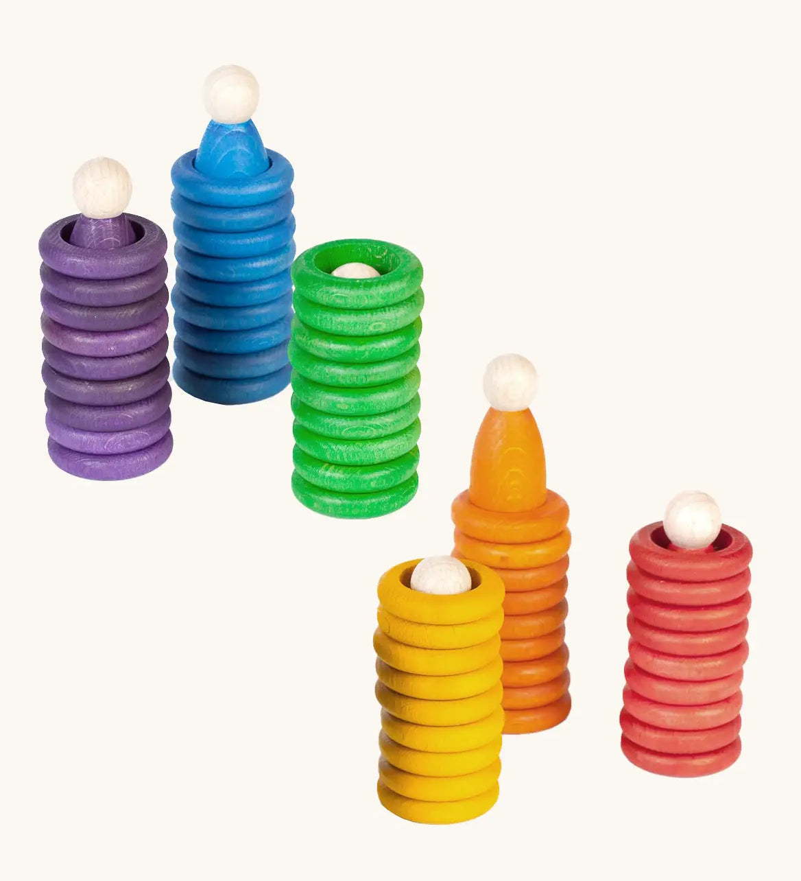 Grapat Wooden Peg Doll Nins, Rings and Coins wooden toy play set perfect for open ended play