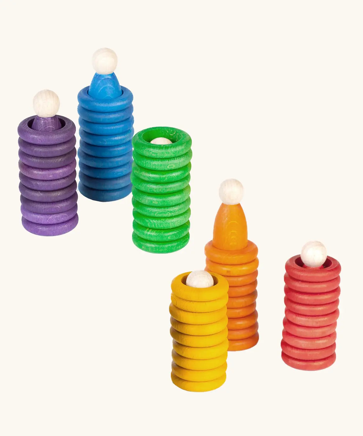 Grapat Wooden Peg Doll Nins, Rings and Coins wooden toy play set perfect for open ended play