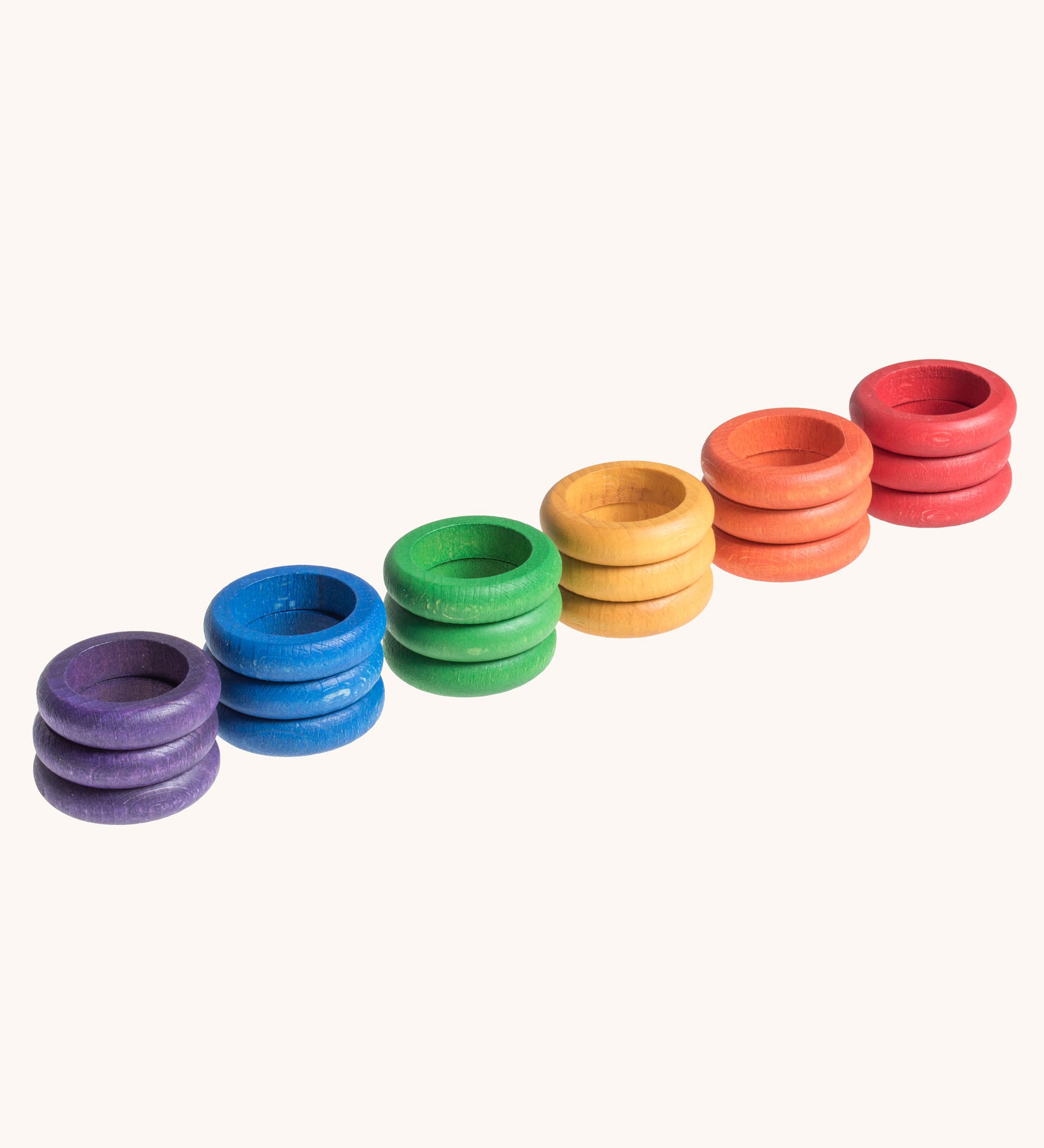 Grapat Rainbow Rings in 6 Colours in a pack of 18, 3 of each colour.