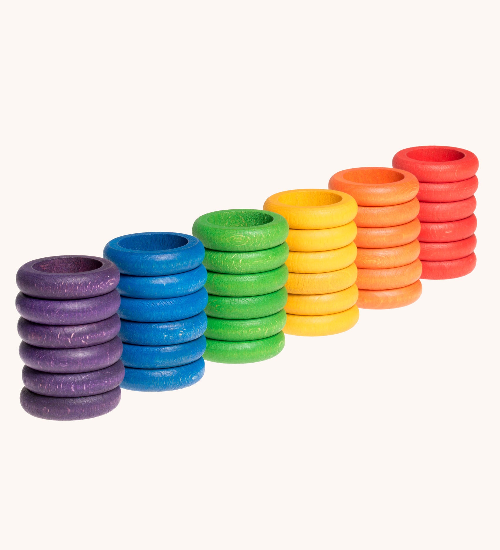 Grapat Rainbow Rings in 6 Colours in a pack of 36, 6 of each colour.
