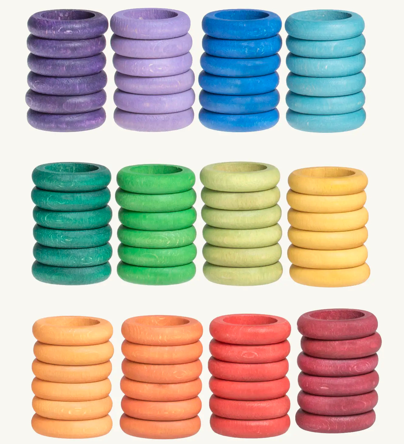 Grapat Rainbow Rings 12 Colours in a pack of 72, 6 rings in each colour.