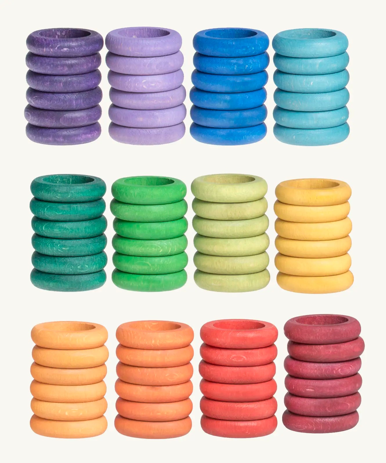 Grapat Rainbow Rings 12 Colours in a pack of 72, 6 rings in each colour.